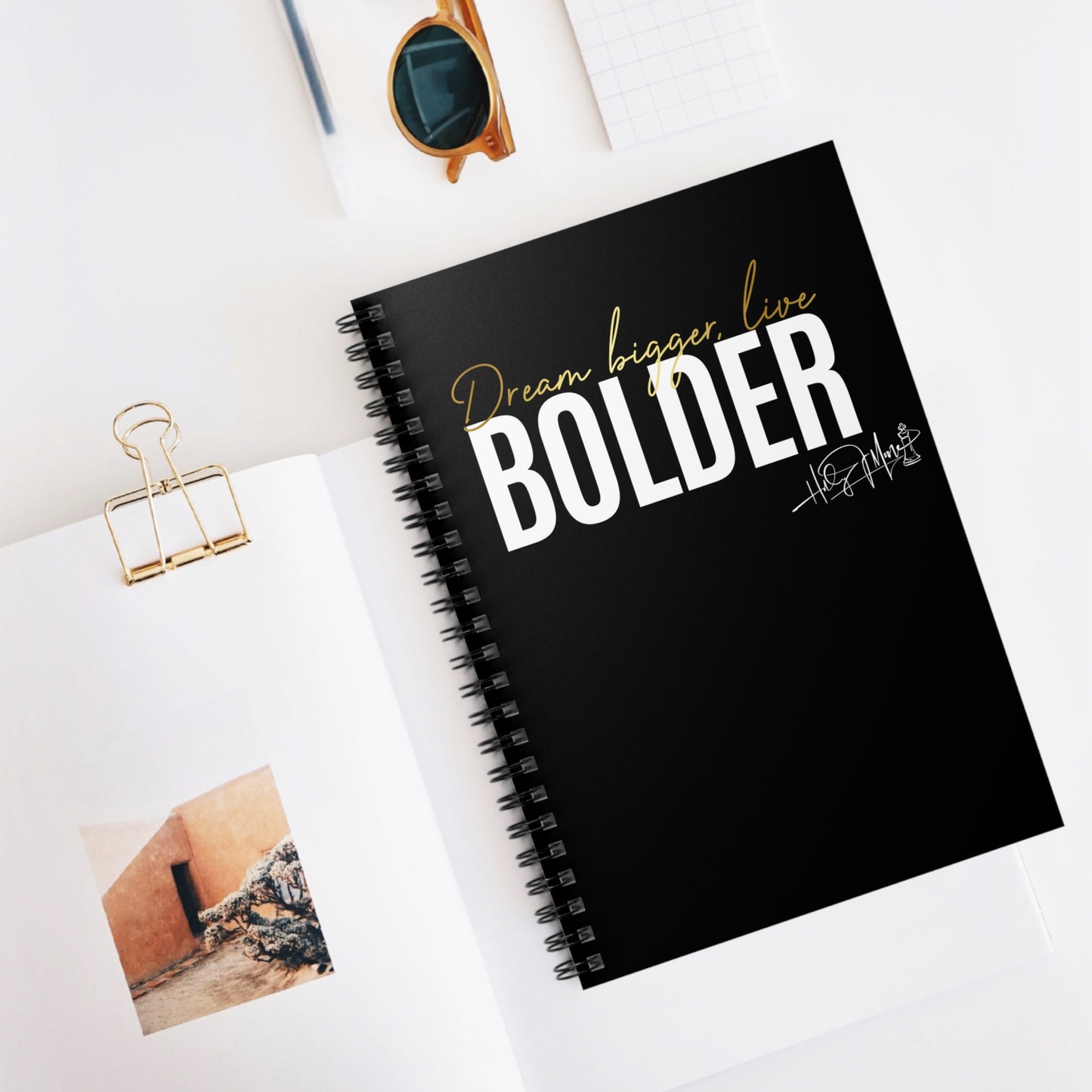6x8 Spiral Notebook - Live Bolder Black