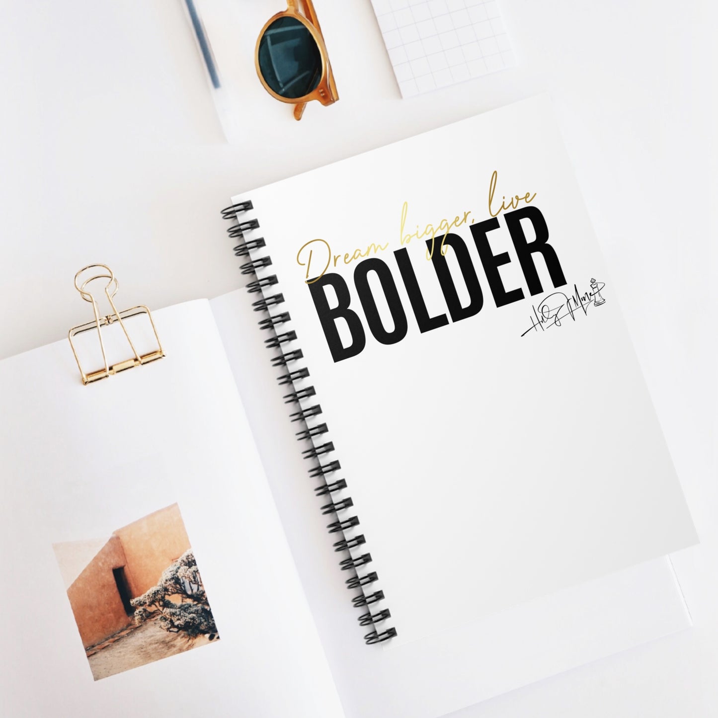 6x8 Spiral Notebook - Live Bolder White